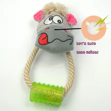 Top fashion brand sales for large dogs fluffy cotton rope pet dog chew toys natural rubber materials cow shape squeaking puppy