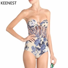KEENEST цветочный цельный купальник женский купальник Mayokini пуш-ап