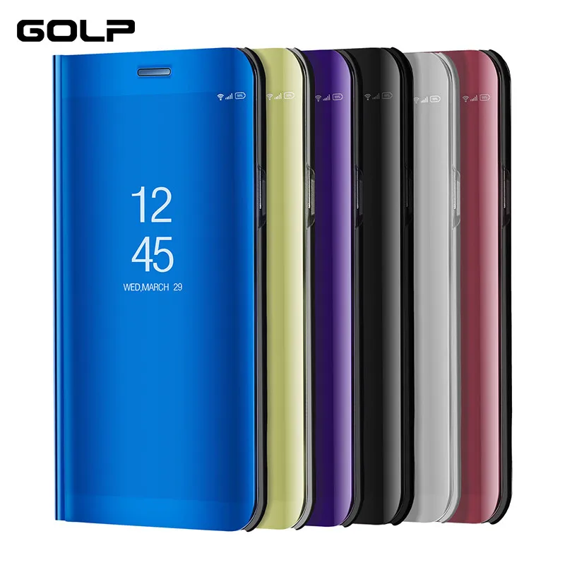 

GOLP Mirror Smart Cover For iPhone X 8 7 6 6s case Kickstand Case for iphone 6s plus 7 plus 8 plus 6 plus Flip Stand Cases