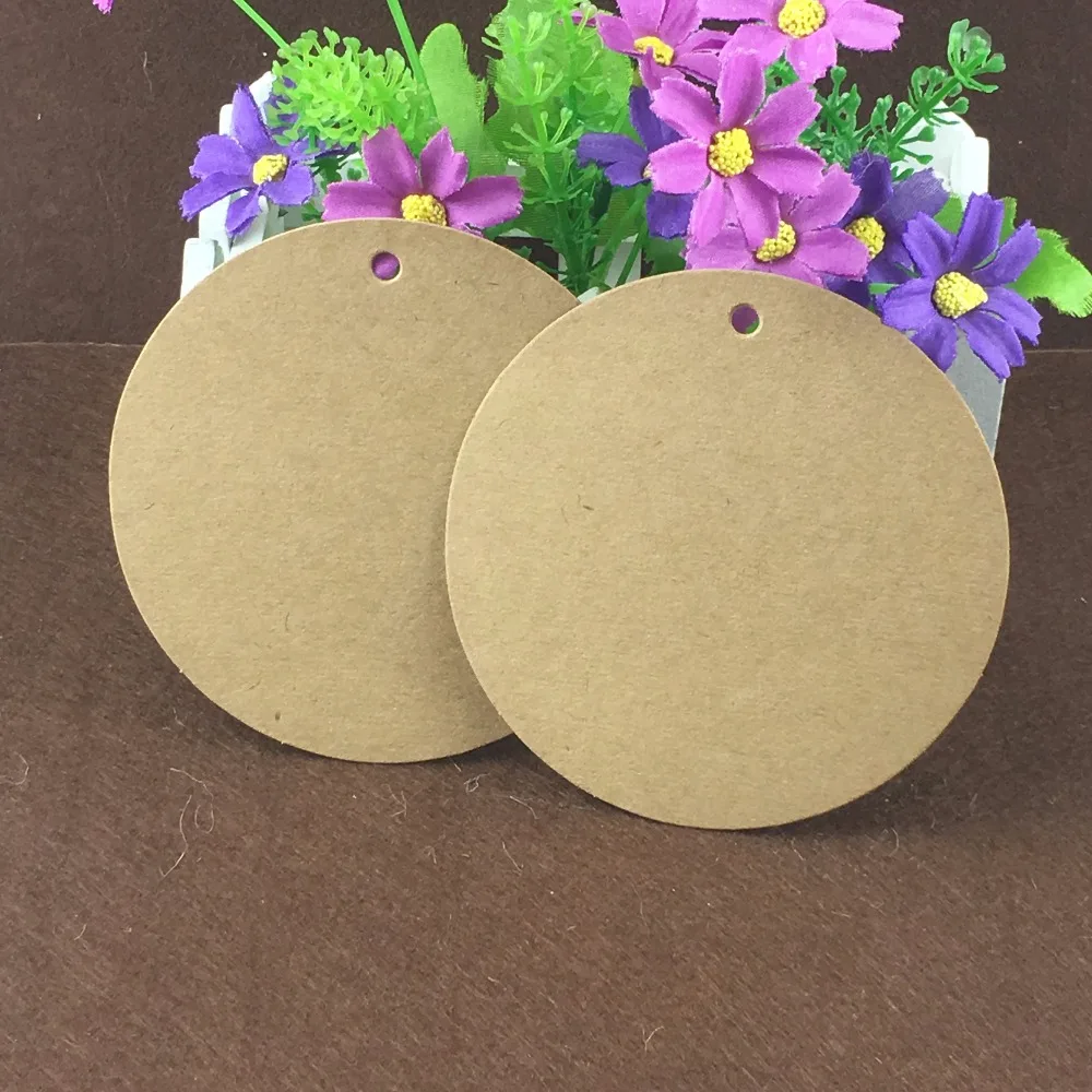 Round 10cm Kraft Paper 200PCS Tags+200 Hemp Strings Blank Cardstock