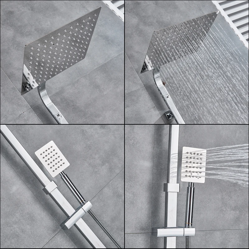Хромированная Душевая система для ванной, настенная насадка для душа с дождевой насадкой, смеситель для ванной комнаты с одной ручкой, смесители для душа, водопад, ванна с носиком