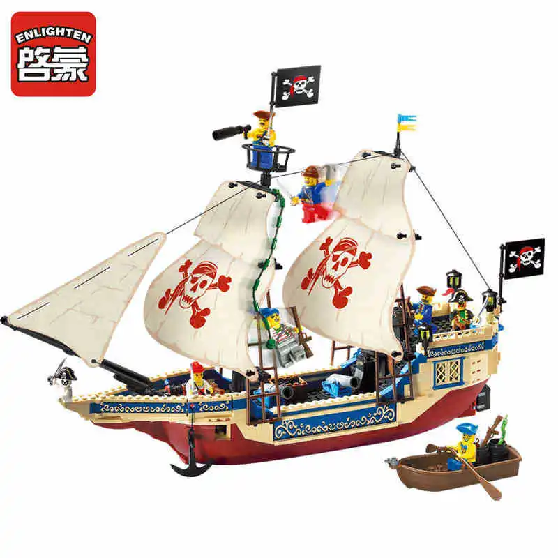 

Block Spelling Insert Plastic Assembling Model Children Alpinia Oxyphylla Toys Pirate Series At Sea Overlord Number 311
