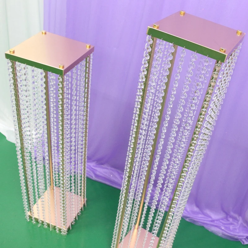 JAROWN Iorn Gold Plated Crystal Bead Chain Square Wedding Main Table Decoration Flower Ball Flower Stand Home Party Decoration (1)