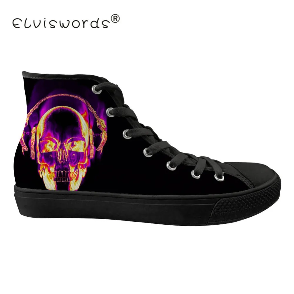 

FORUDESIGNS Women Sneakers Skull Printing Lace Up Vulcanize Shoes Casual Canvas High top Footwear Walking Shoe Zapatos de mujer
