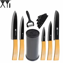 

XYj Zirconia Ceramic Knives 7 Pcs Multifunctional Peeler Best 8" Knife Holder Bamboo Handle 6" 5" 4" 3" 6" Bread Kitchen Knife