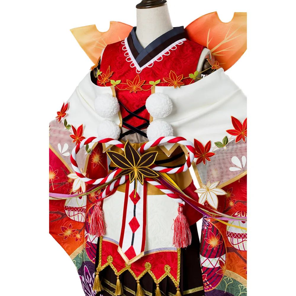 Lovelive Косплей Chika Takami Aqours кленовый листок Ver кимоно платье Косплей Костюм