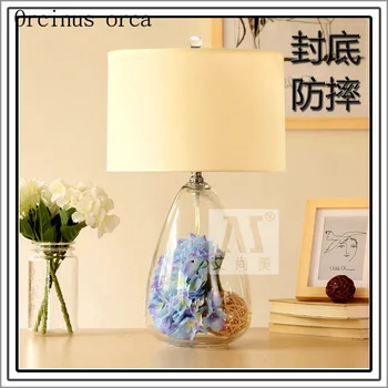 

American Pastoral flower glass desk lamp bedroom bedside lamp Nordic modern minimalist creative fabric desk lamp free shipping