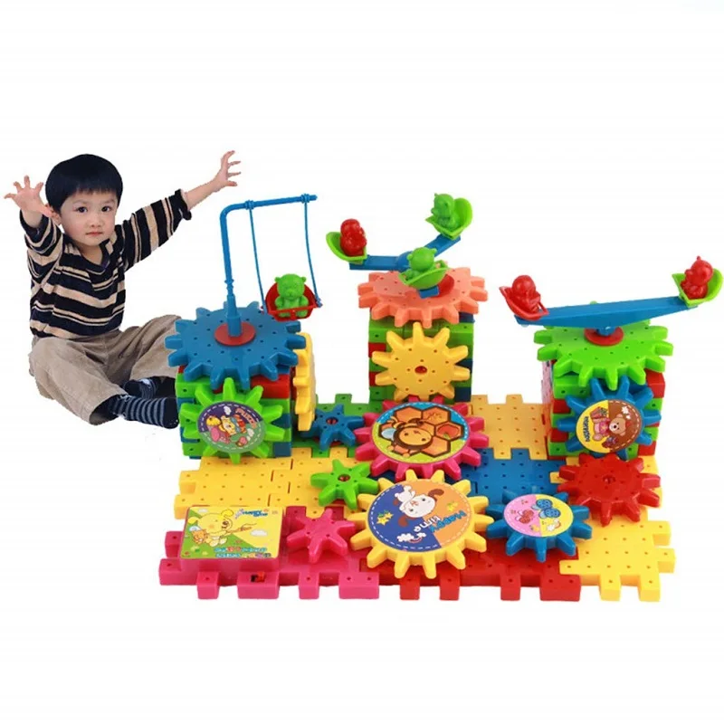 amazing 81 Pcs Plastic Blocks 3D Puzzle Building Kits Toys For Kids Learning Education Electric Gears Toys
