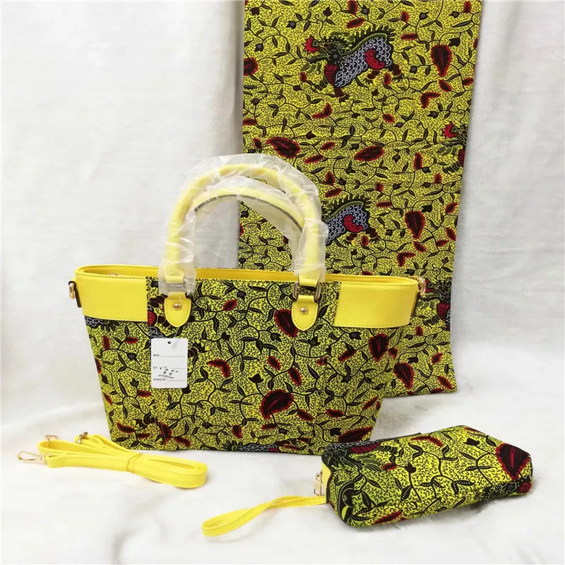 

New arrival African wax bags 3 pieces/set,high quality woman shoulder bag with 6 yards real Hollandai' wax fabric 3C052409