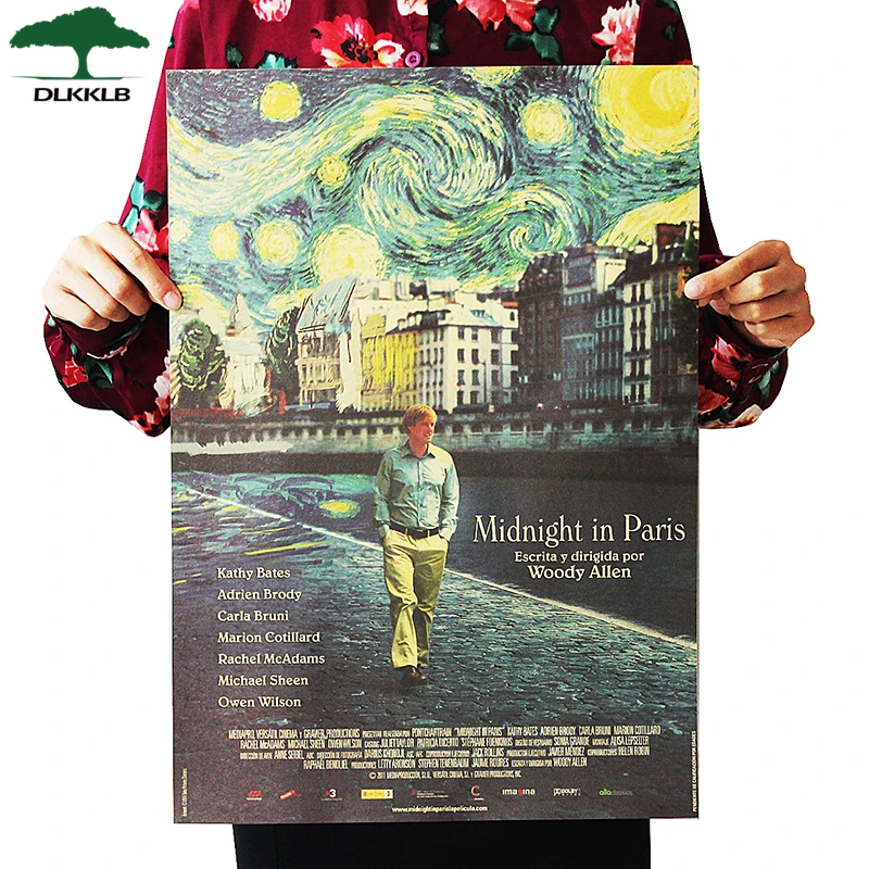 

DLKKLB Movie Midnight In Paris Vintage Kraft Paper Poster Bar Cafe Western Restaurant Wall Sticker 50.5x35cm Decorative Paintin