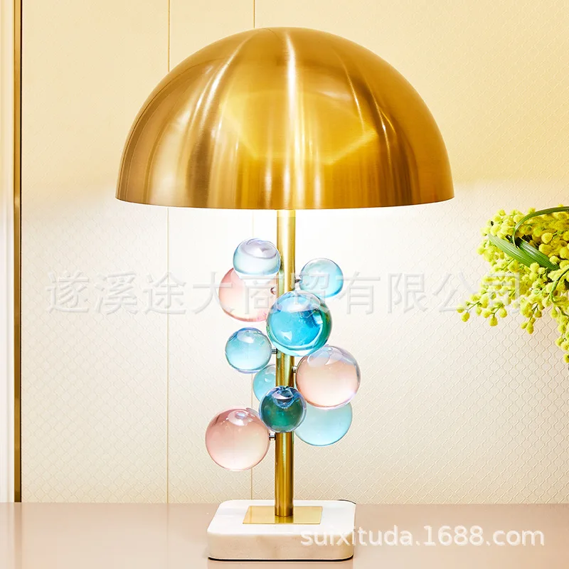 

Postmodern Luxury Table Lamp Color Transparent Crystal Table Lamp Metal Shell Marble Base Table Lamp for Living Room