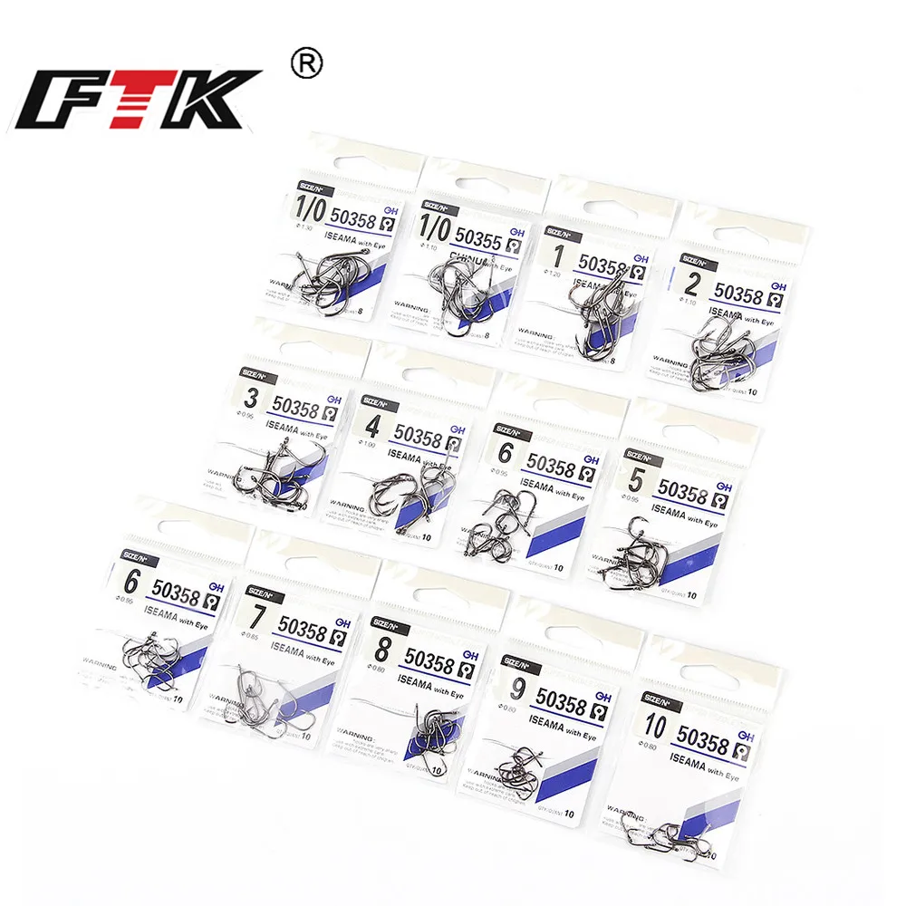 FTK High Carbon Steel Barbed Hooks ISEAMA Fishing Hook With Eye Carp Catfish Anzol Peche Japan Fishing Tackle owner 50358