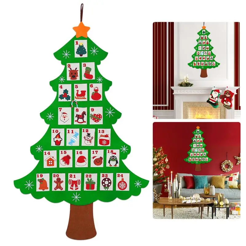 NICEXMAS Hanging Felt Christmas Tree Calendar Countdown To Christmas 
