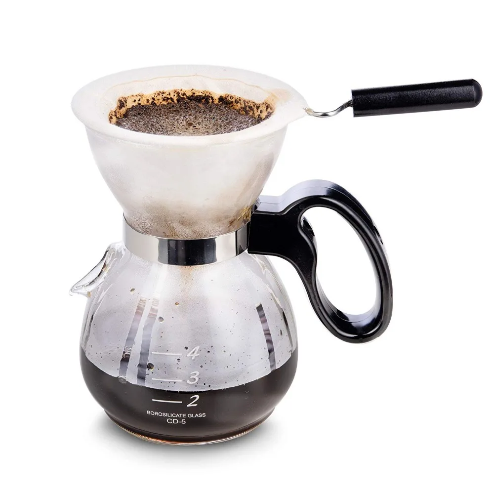 480 CC Glass Coffee Drip Pot Handle Flannel Cloth Sets Water Drip