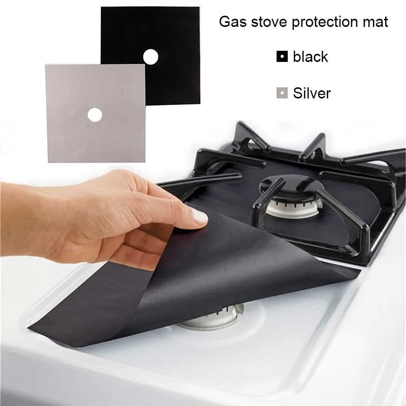 2pcs/set Gas-stove-cover Reusable Oil Pollution Protection Gas Stove Burner Cooking Protectors Cover Liner Clean Mat Plate