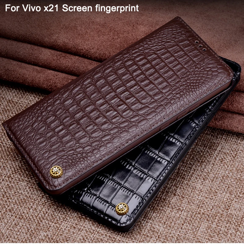 X21 чехол из натуральной кожи для Vivo x21 X 21 экран отпечатков пальцев capas флип Чехол UD