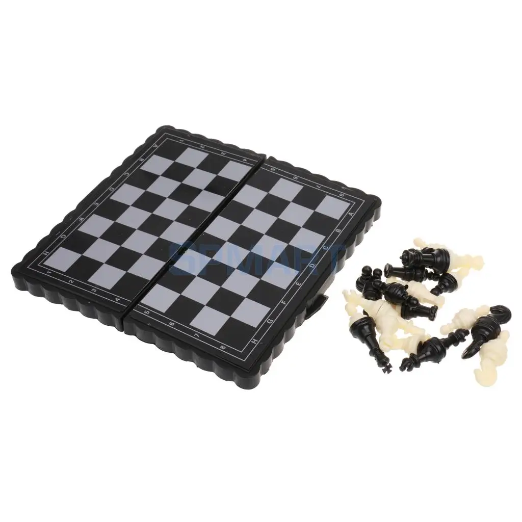 MagiDeal Pocket Magnetic Chessmen Plastic Mini Folding Chessboard Chess Set for Family Friends Party Board Game Kids Puzzle Toy