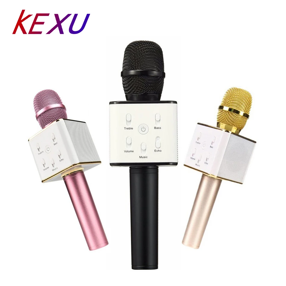 Online Original KEXU Q7 04 micrófono de Karaoke Bluetooth altavoz reproductor profesional inalámbrico con carcasa para Iphone Android