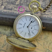 Цена хорошее качество Ретро Винтаж Классический Щит шаблон Короткие руки медь латунь Механические карманные часы