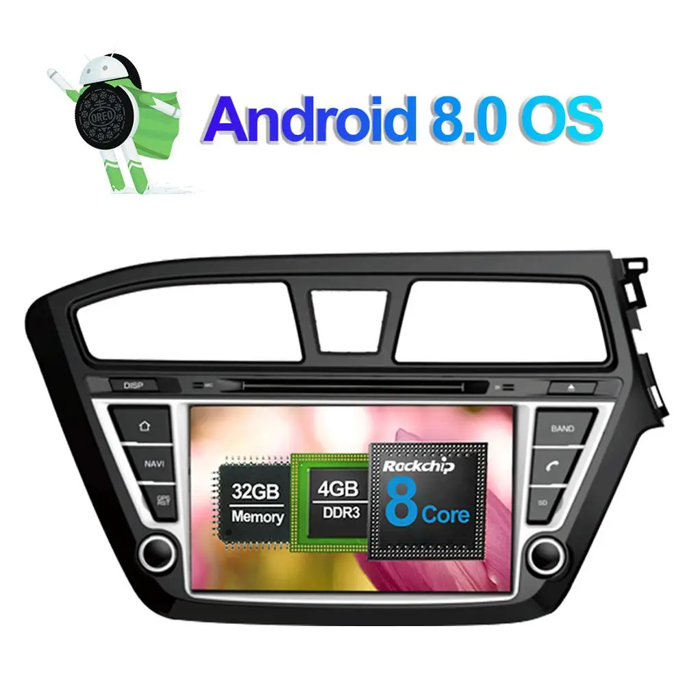Flash Deal 7 Inch Android 8.0 Octa Core 4GB RAM Car CD DVD Multimedia Player For Hyundai I20 2014- Right Hand Driving Auto Radio Stereo 1