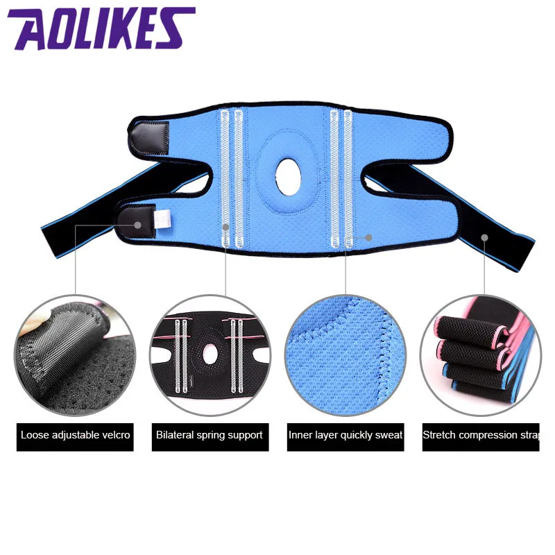 AOLIKES 1 PCS قابل للتعديل ضمادة الضغط سيليكون منصات الركبة مرونة دعامة الركبة دعم كرة السلة والمشي الركبة حامي