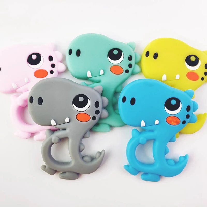 

1PC Bite Silicone Dinosaur Teether Rodent BPA Free Baby Teething Pendant DIY Pacifier Chain For Kids BPA Free Baby Teether