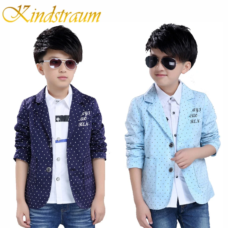 

Kindstraum Boys Cotton Blazers Kids Polka Dot European Style Formal Blazer Children Party Wedding Outwear Casual Jackets, MC725