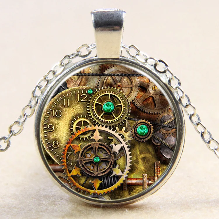 Personality 3D Clock Pendant Necklace New Arrival Handmade Glass