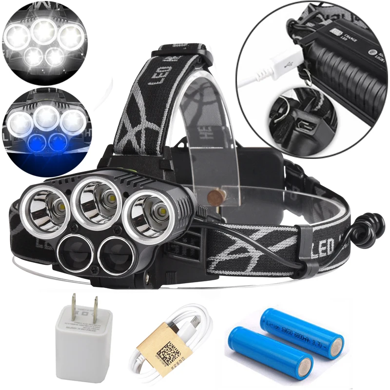 Налобный фонарь 3T6 + 2R5 5 светодиодов|led headlamp|cree led headlamphead lamp |