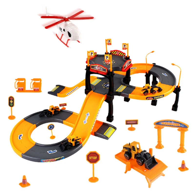 

43PCS Double Layer Track Parking Wheels Toy Educational Toy For Children Parking Lot Brain Games Model Car Tracks Racing Set