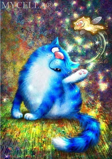 5d алмазная вышивка "сделай сам", голубая кошка, алмазная вышивка, вышивка крестиком, полностью квадратные стразы, мозаика, украшение для дома, мультяшное животное - Цвет: K