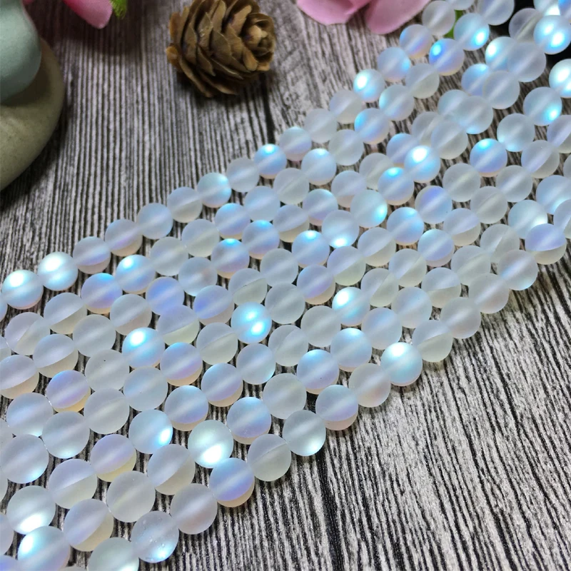 

6/8/10mm Natural White Moonstone Beads Round Loose Luminous Stone Beads For Jewelry Bracelets Making DIY Accessories Strand 15''