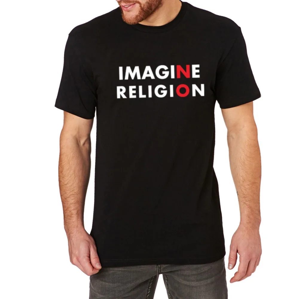 

Mens Imagine No Religion Atheist Casual T-Shirts Men Tee