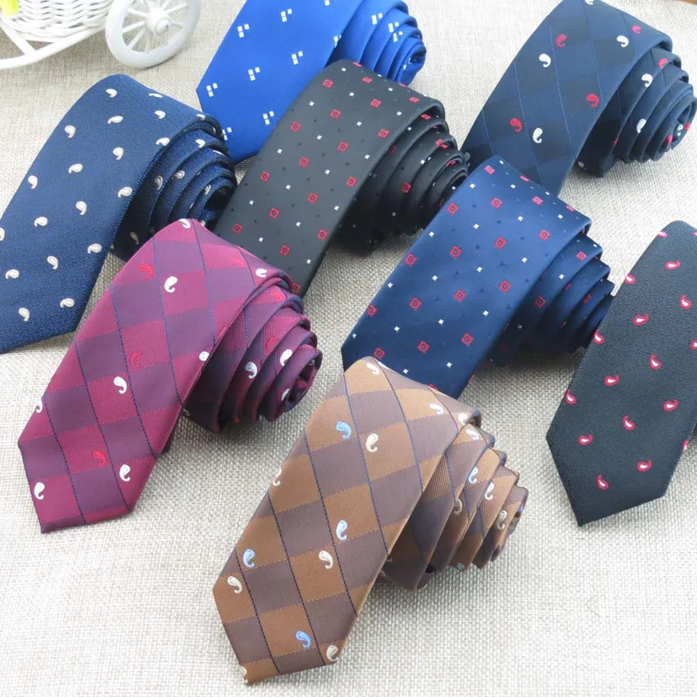 Spots Grid Paisley Skinny Tie Korean Fashion Casual Slim Necktie Adults ...