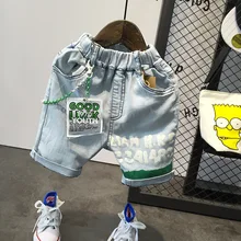 Летние новые модные детские джинсовые шорты штаны для мальчиков свободные шорты для мальчиков повседневные брюки Детская ковбойская одежда джинсы для маленьких мальчиков