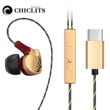 CHICLITS Тип-C наушники стерео провода Управление музыкальные наушники спортивные управлением вкладыши с микро для LeTV2/Pro/ макс мобильного телефона