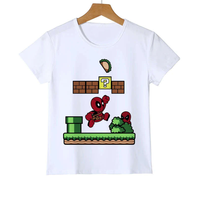 Модная Детская футболка с рисунками из мультфильмов новая детская футболка с дэдпулом футболки с принтом для мальчиков и девочек Kawai tee Y11-1 - Цвет: 3