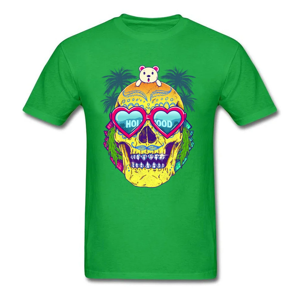 Normal Short Sleeve Tops T Shirt Summer Crew Neck 100% Cotton Men's T-shirts Goes To Hollywood Normal Tee-Shirts Funny Goes To Hollywood green