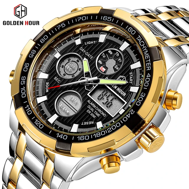 GOLDENHOUR Men's Fashion Sport Watches Men Quartz Analog Date Clock Business Bac GOLDENHOUR Men's Fashion Sport Watches Men Quartz Analog Date Clock Business Bac