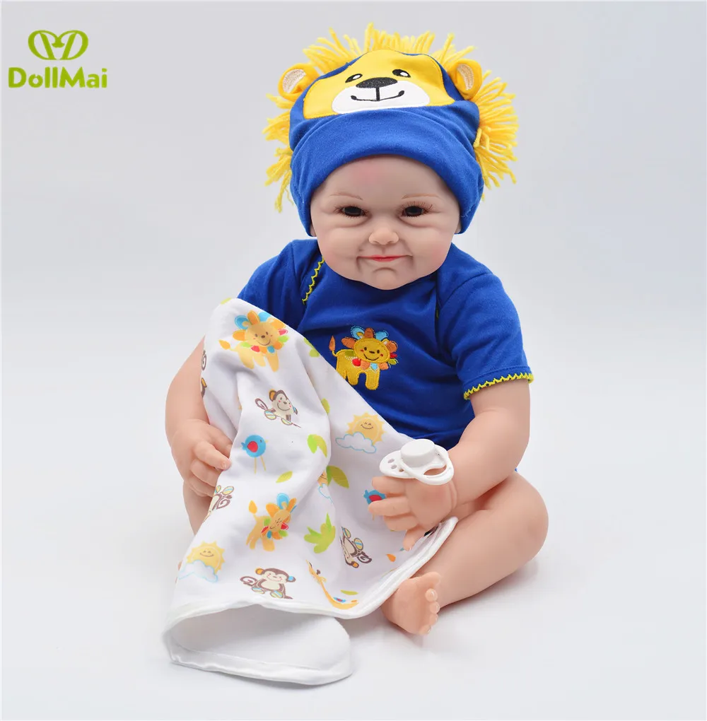 Reborn baby boy куклы 22 дюймов 55 см Силиконовые reborn baby doll игрушки для ребенка подарок bearhead Bebes reborn menino bonecas