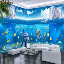 Пользовательские большие 3D подводный мир фото обои потолочная Фреска гостиная отель 3D-обои для гостиной Papel де Parede 3D