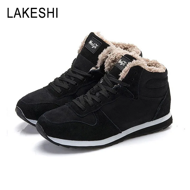 LAKESHI/2019 г. Новые зимние теплые ботинки женские ботильоны на шнуровке женская