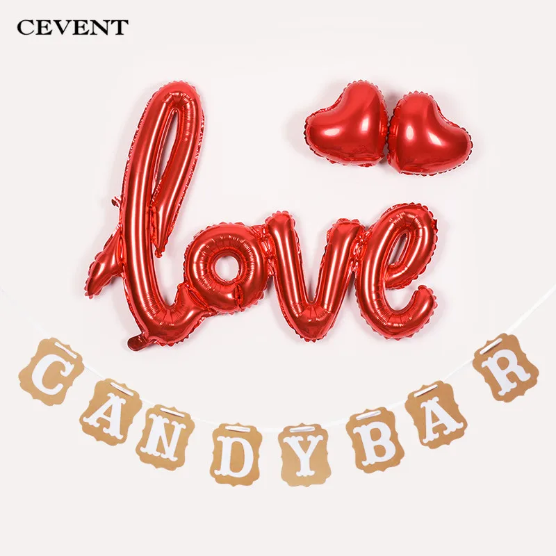 

CEVENT 1 set Candy Bar Kraft Paper Letter Banner Pre-wedding Party Baby Show Party Wedding Creative Decoration Colorful Flags
