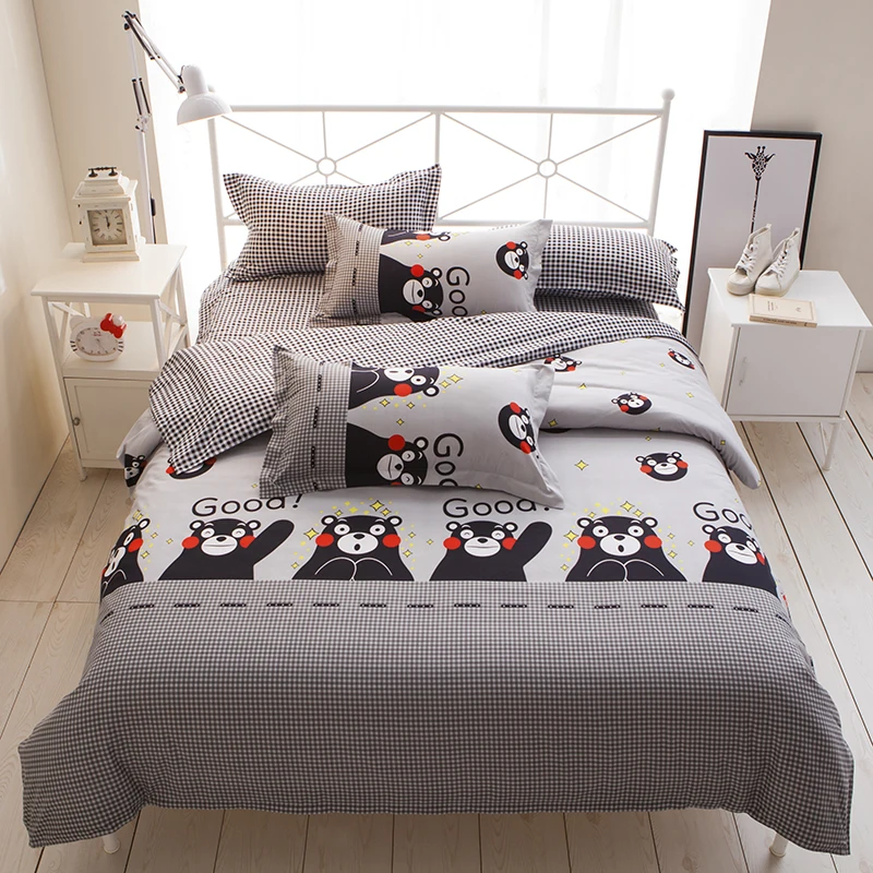 

Cartoon bear bed clothes plaid bed sheet duvet cover set luxury bedding christmas bedding set bed sets animal print new bedlien