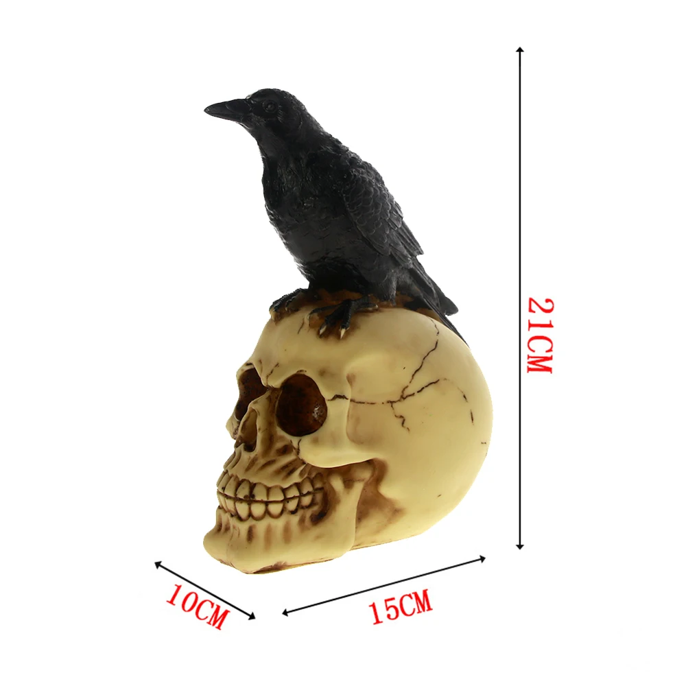 Грим Готическая статуя Ворон на черепе черная птица ворона Скелет Статуэтка Статуя Модель дух ужаса статуя знак смерти