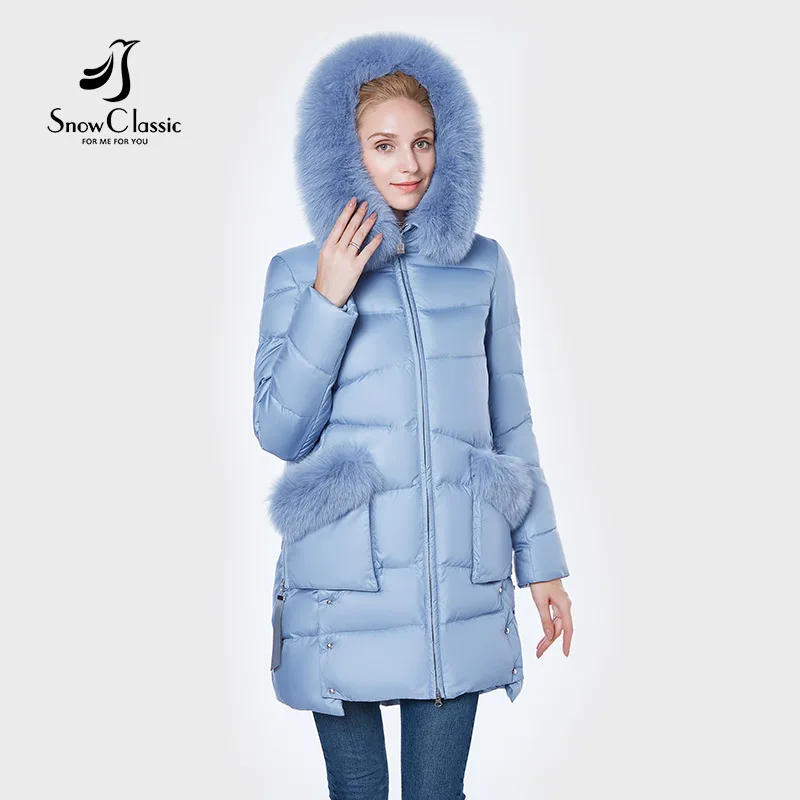 SnowClassic новая куртка Женская camperas mujer abrigo invierno пальто женщин парк лиса волосы шляпа карман толстый сторона дизайн