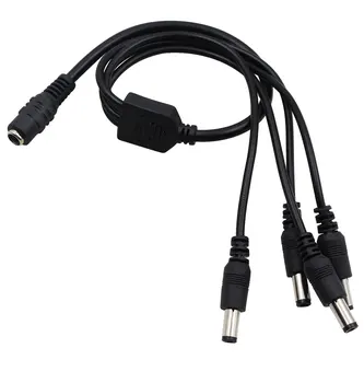

50pcs DC 1 to 4 Power Splitter Adapter Cable for CCTV Camera 5.5x2.1mm 1 female 4 male