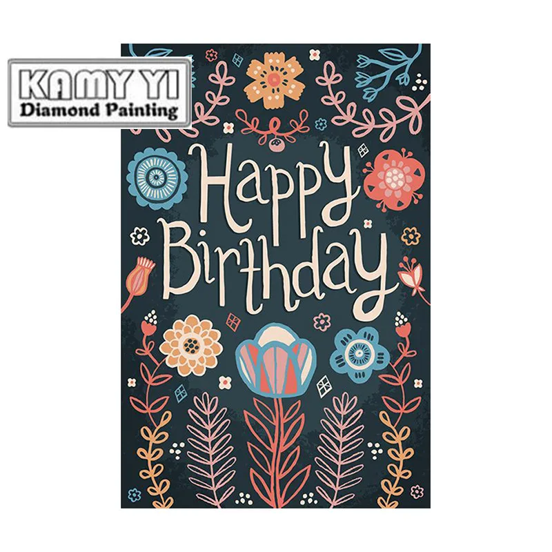 100 Full 5D Diy Square/Round Daimond Paintings happy Birthday 3D