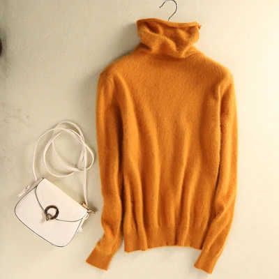 Супер Теплый норковый кашемировый мягкий свитер с высоким воротом и пуловеры для женщин, осенне-зимний флисовый меховой джемпер, женские брендовые джемпер - Цвет: Ginger