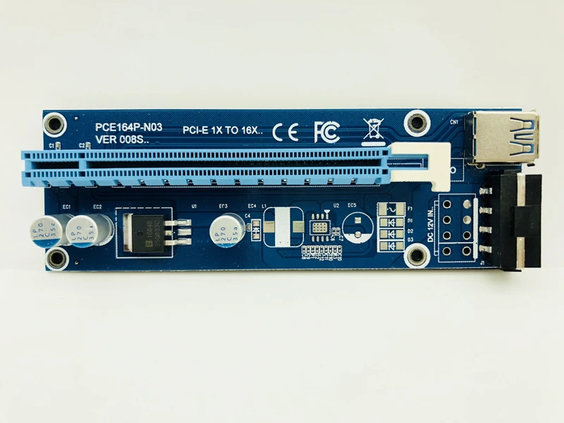 Riser VER 008S PCI-E Riser Card PCIE 1X 16X Extension Adapter 60CM USB 3.0 Cable SATA 4Pin Molex Power for Bitcoin Miner Mining